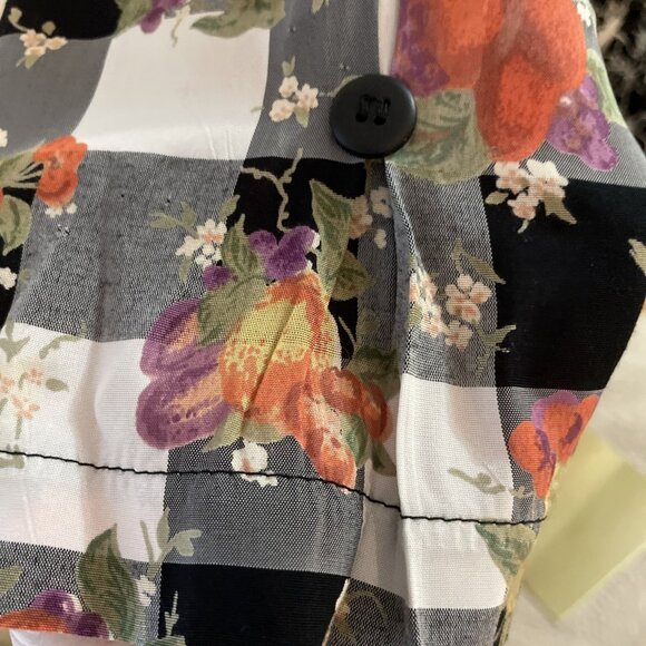 M Square Patchwork Top Tunic Women's XL Black Multi Button Front Oversized Boho - Picture 5 of 12